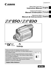 Canon ZR-850 ZR850 ZR830 Manuals