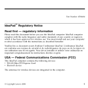 Lenovo S10e Lenovo IdeaPad Regulatory Notice
