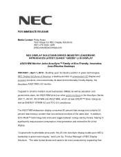 NEC AS231WM-BK AccuSync AS231WM-BK : press release