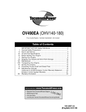 Tecumseh Products OVH180 Operator Manual