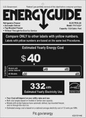 Frigidaire FFHT1425VB Energy Guide