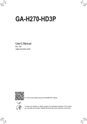 Gigabyte GA-H270-HD3P Users Manual