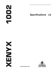 Behringer XENYX 1002 Specifications Sheet