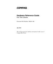 HP Thin Client PC t1000 Compaq Hardware Reference Guide For Thin Clients