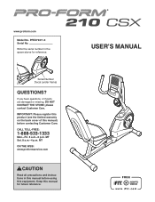 ProForm 210 Csx Bike English Manual