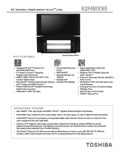 Toshiba 62HMX95 Printable Spec Sheet