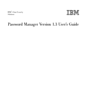 Lenovo ThinkPad R40 Client Security Password Manager v1.3 - User's Guide (English)