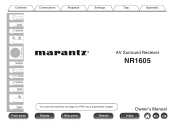 Marantz NR1605 Owner's Manual in English