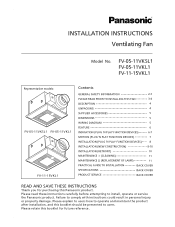 Panasonic FV-05-11VKSL1 Installation Instructions