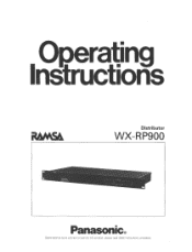 Panasonic WXRP900 WXRP900 User Guide