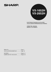 Sharp VX-1652H VX-2652H/1652H Operation Manual