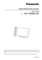 Panasonic AV-HS6000 AV-HS60C3G Operating Instructions