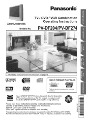 Panasonic PVDF274 PVDF204 User Guide