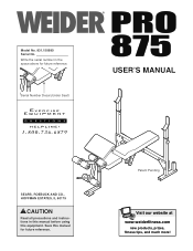 Weider Pro 875 Bench English Manual