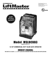 LiftMaster MEGA SLIDE MEGA SLIDE - MSLDCBB Manual