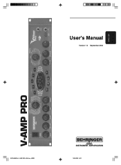 Behringer VIRTUAL AMPLIFICATION V-AMP PRO Manual