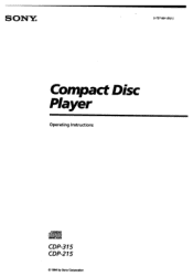 Sony CDP-315 Operating Instructions