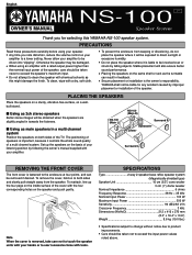 Yamaha NS-100 Owner's Manual