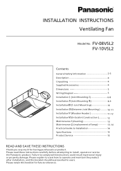 Panasonic FV10VSL2 FV08VSL2 User Guide