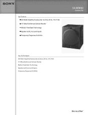 Sony SA W3800 Marketing Specifications