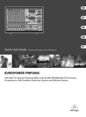 Behringer EUROPOWER PMP580S Quick Start Guide