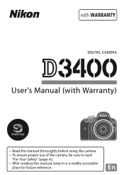 Nikon D3400 Users Manual - English for customers in Europe