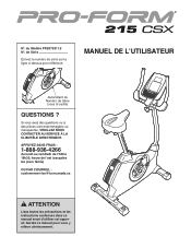 ProForm 215 Csx Bike Canadian French Manual