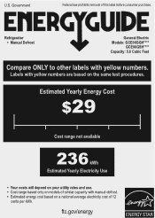 GE GCE06GSHSB Energy Guide
