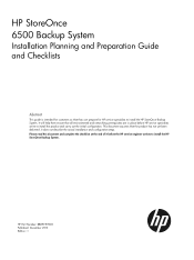 HP D2D2502i HP StoreOnce 6500 Backup Installation Planning and Preparation guide