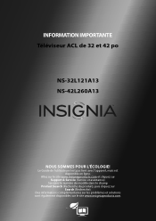 Insignia NS-42L260A13 Important Information (French)