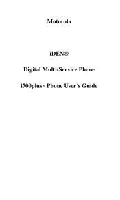 Motorola iDEN Series User Guide