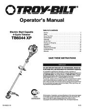 Troy-Bilt TB6044 XP Operation Manual