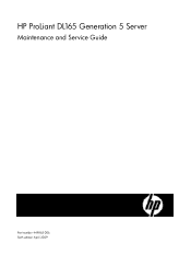 HP DL165 HP ProLiant DL165 Generation 5 Server Maintenance and Service Guide
