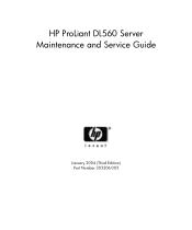 HP DL560 ProLiant DL560 Server Maintenance and Service Guide