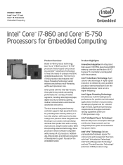 Intel BX80605I7860 Product Brief