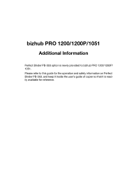 Konica Minolta bizhub PRO 1051 bizhub PRO 1051/1200/1200P Additional Information User Manual for PB-503