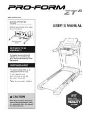 ProForm Power Zt8 Treadmill English Manual