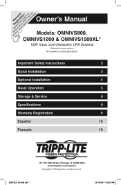 Tripp Lite OMNIVS1500XL Owner's Manual for OMNIVS800/OMNIVS1000/OMNIVS1500XL UPS 932248