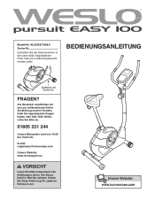 Weslo Pursuit Easy 100 Bike German Manual