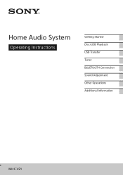 Sony MHC-V21 Operating Instructions