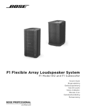 Bose F1 Model 812 Flexible Array Loudspeaker With F1 Subwoofer Multilingual Owners Guide