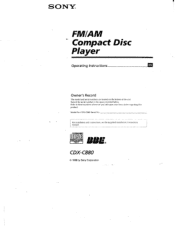 Sony CDX-C880 Primary User Manual