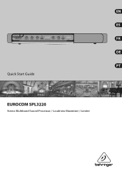 Behringer EUROCOM SPL3220 Quick Start Guide
