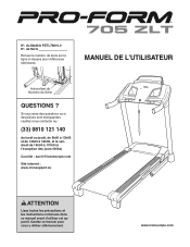ProForm 705 Zlt Treadmill French Manual