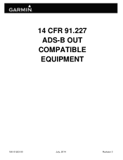 Garmin GTX 3000 14 CFR 91.227 ADS-B Out Compatible Equipment