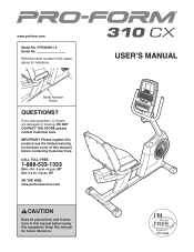 ProForm 310 Cx Bike English Manual