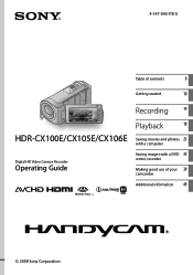 Sony HDR-CX100E Operation Guide