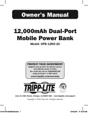 Tripp Lite UPB-12K0-2U Owner s Manual for 12 000mAh Dual-Port Mobile Power Bank 933468 English