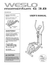 Weslo Momentum G 3.8 Elliptical English Manual