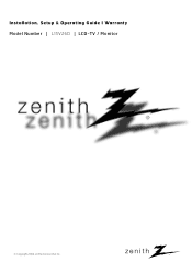 Zenith L15V26D Operating Guide